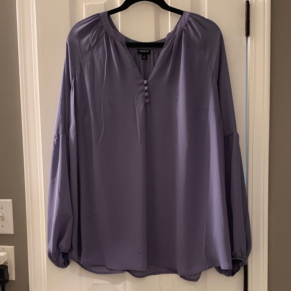 Torrid Purple Blouse with Button Detail